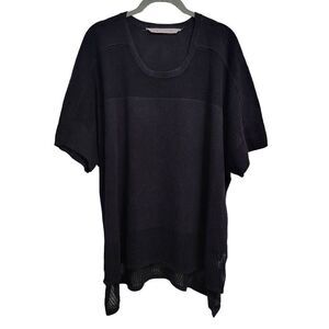 Athleta‎ Kahala Mesh Black High Low Pullover  Size med Short Sleeved